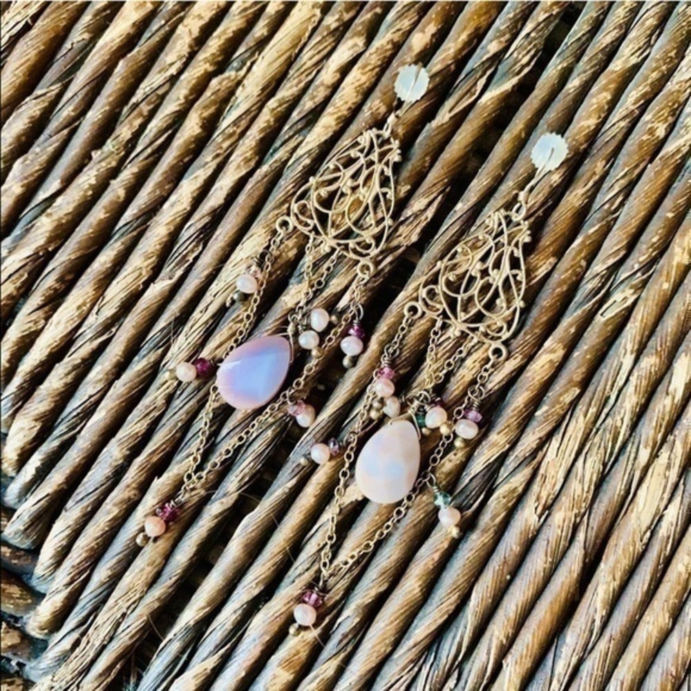 Beaded Chain Dangle Post Earrings - image 7